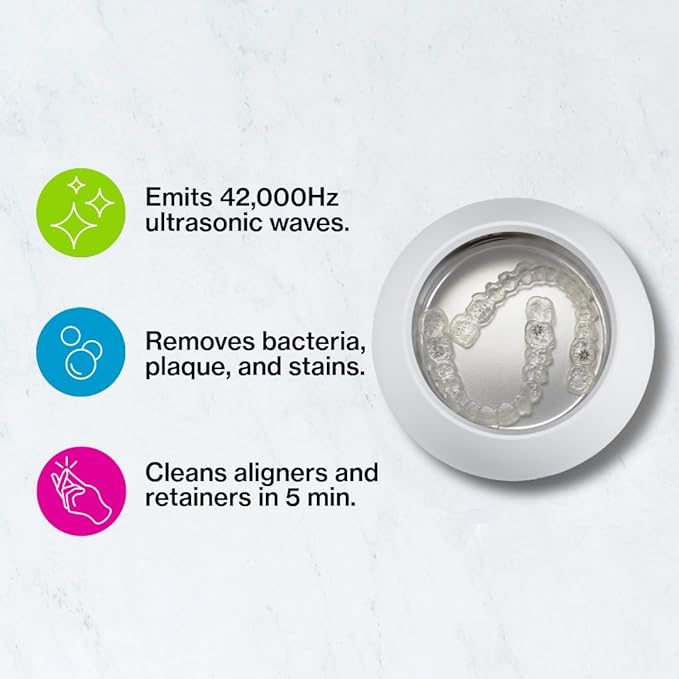 Invisalign Ultrasonic Cleaner by Zima Dental – Aligner & Retainer Cleaner, 5-Min Auto Cycle, Arctic White