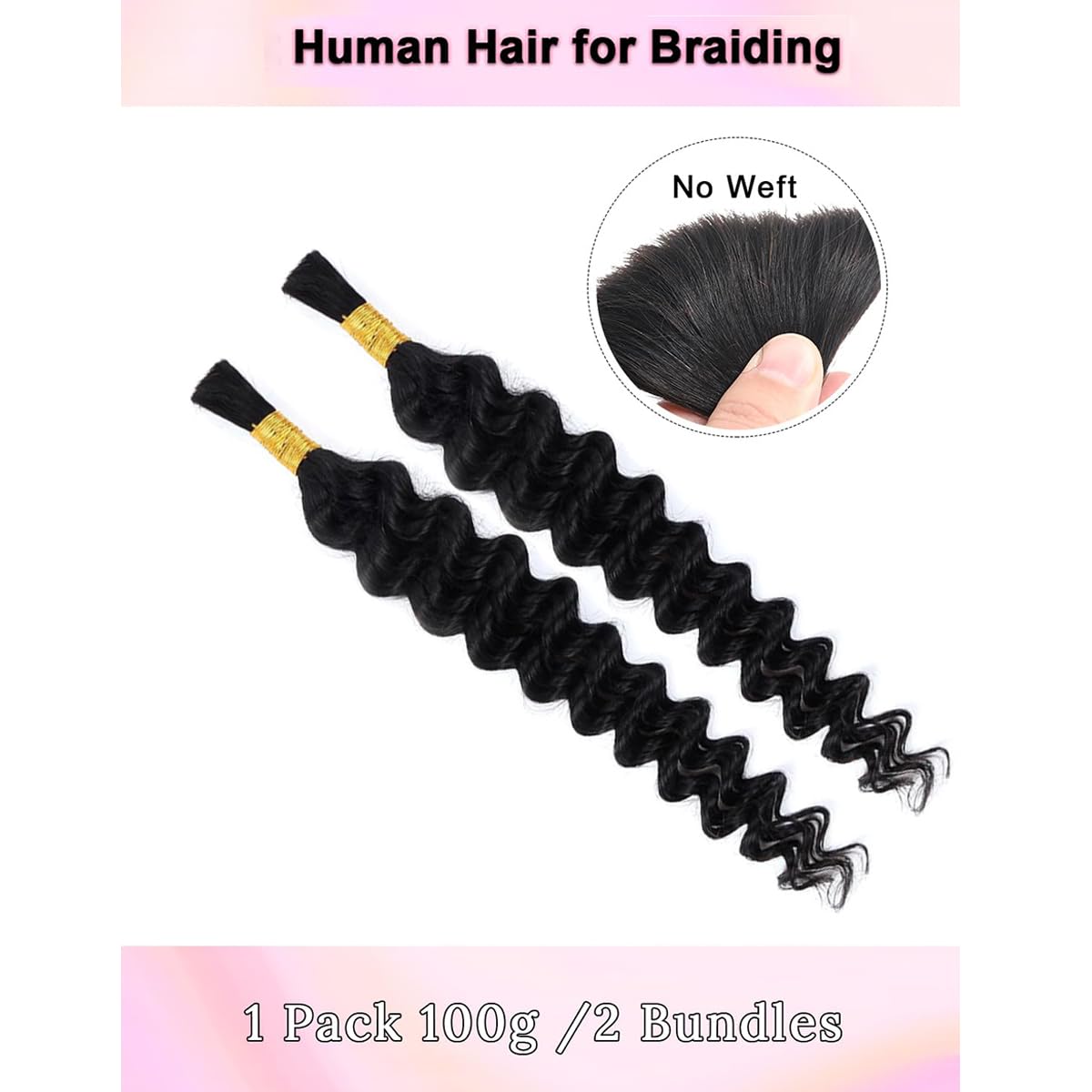 Human Braiding Hair 1Pack-2Pcs 50g 24 Inch Loose Wave Bulk Human Hair for Braiding No Weft Bundle 10A Brazilian Virgin Curly Human Hair Extensions for Boho Braids Wet and Wavy Human Hair