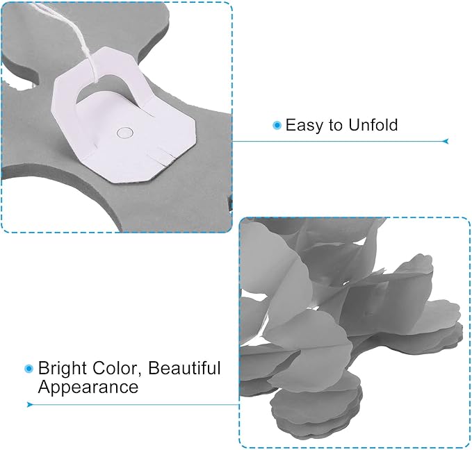 PATIKIL 9.8ft Four-Leaf Garland, 6 Pack Tissue Paper Hanging Flower Garland Reusable Streamers for Party Wedding Backdrop Decorations, Grey