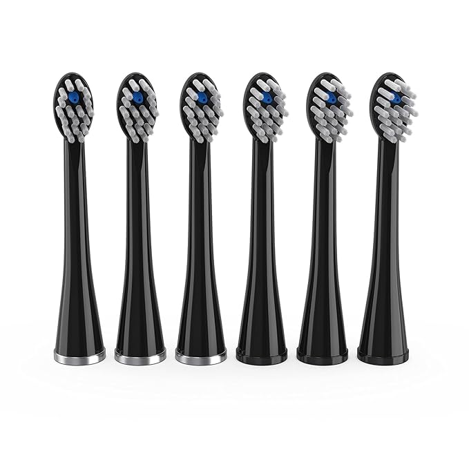 Waterpik Genuine Compact Size Replacement Brush Heads With Covers for Sonic-Fusion Flossing Toothbrush SFRB-2EB, 6 Count Black