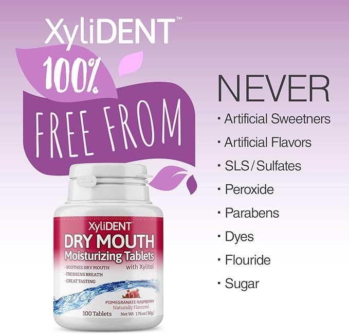 Nature's Stance XyliDENT Xylitol Tablets for Dry Mouth Relief - Stimulates Saliva, Freshens Breath, Reduces Acid Production, Fast Acting Extended Relief, 100 Count