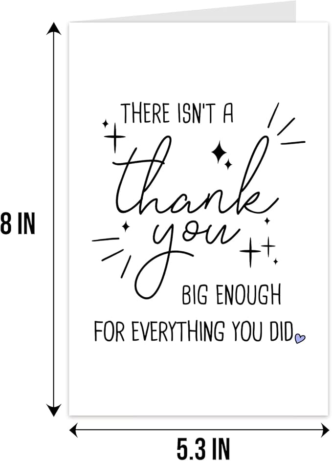 Qiliji Funny Thank You Card, Humor Appreciation Card for Women Men, There Isn't A Thank You Big Enough For Everything You Did
