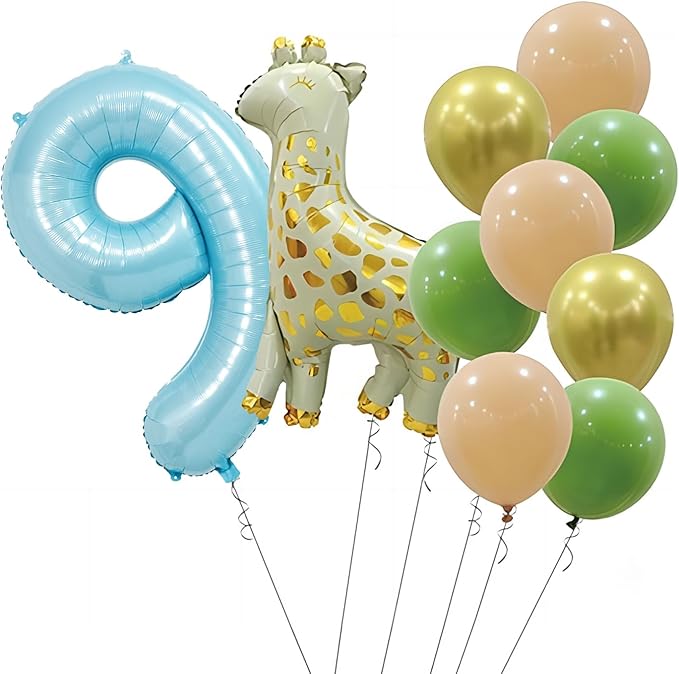 40 Inch Light Blue Number Balloons - Helium Mylar Foil Number 9 Balloon for Birthdays, Boy Baby Shower and Wedding Decorations