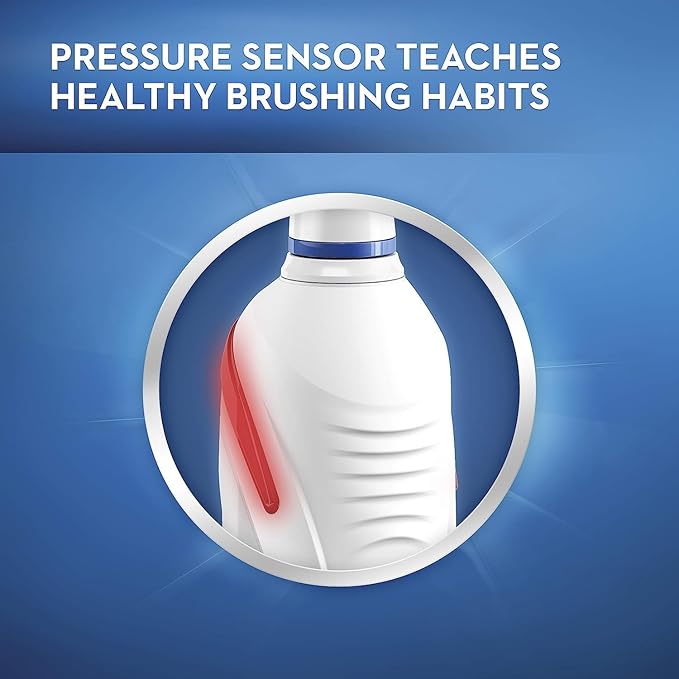 Oral-B Kids Electric Toothbrush with Coaching Pressure Sensor and Timer, Rechargeable Toothbrush with Brush Head, Sparkle & Shine