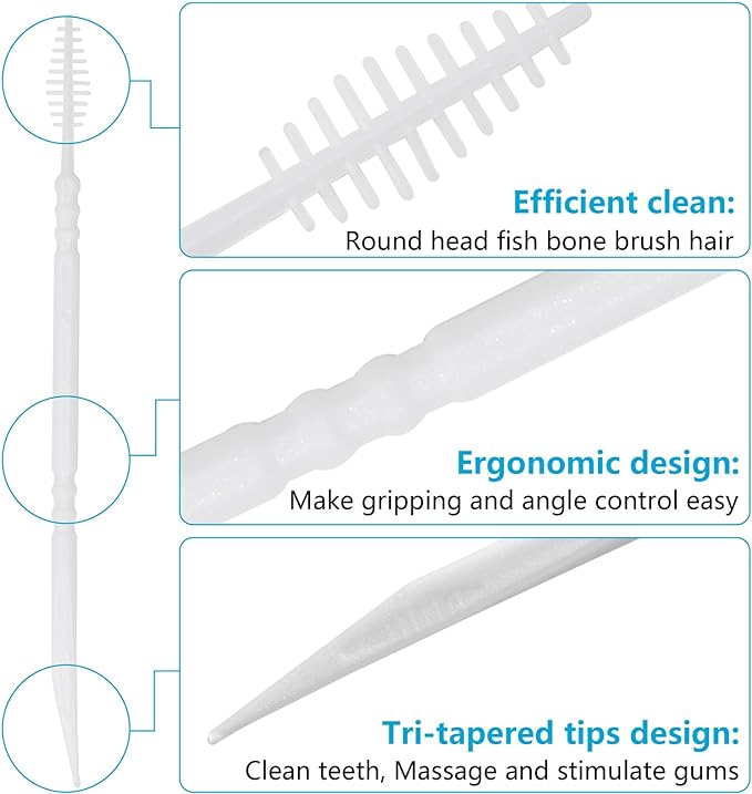 Brushpicks Interdental Toothpicks,Soft Bristle Dental Floss Picks Toothpicks,Helps Removes Plaque and Debris Between Your Teeth 600PCS (Pack of 5)