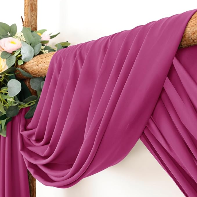 Wedding Arch Draping Fabric 30'' x 18FT Sheer Chiffon Arch Drape Backdrop 1 Panel Fuschia Drape for Baby Shower Photo Booth Church Decor Birthday Party Outdoor Decor
