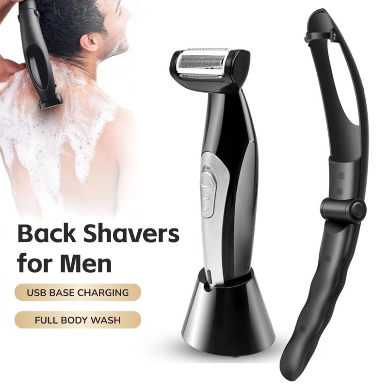 Yoidesu Men's, Body Groomer with Adjustable Extreme Reach Handle, Wet/Dry Use, Back Hair Remover