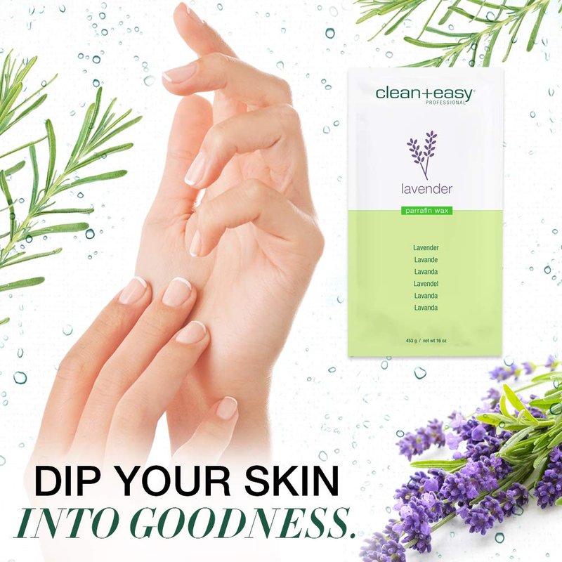 Clean + Easy Calm Lavender Paraffin Wax, Deeply Hydrating Moisturizing for Hand and Feet, Spa-Grade Treatment for Dry Skin, 475 ml
