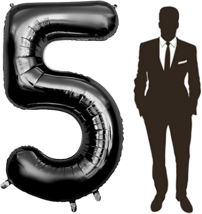 60 Inch Black Number Balloon Large Foil Number Balloons With Base，0-9 Big Number Balloons for Birthday Party Supplies Decorations
