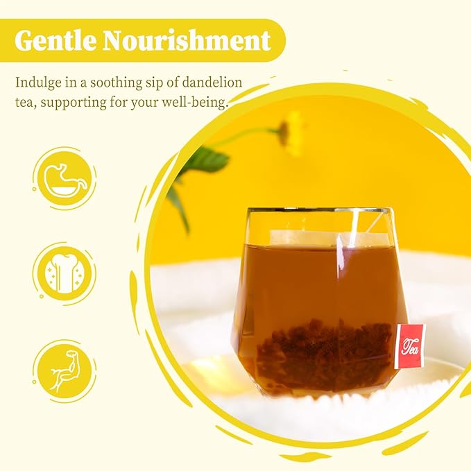 FullChea - Dandelion Root Tea Bags, 40 Teabags, 2.5g/bag - Premium Roasted Dandelion Root - Non-GMO - Caffeine-free - Detox Herbal Tea - Helps Improve Digestion & Immune System