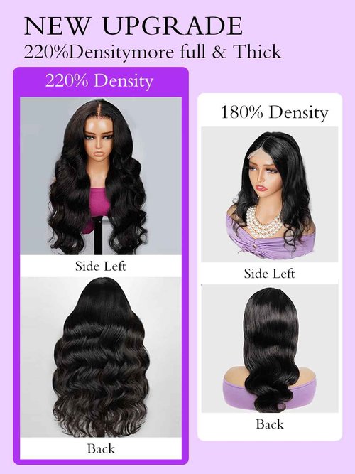 Tahikie Glueless Wigs Human Hair Pre Plucked Pre Cut 220% Density 18 Inch 5x5 HD Lace Closure Wigs Human Hair Body Wave Lace Front Wigs for Beginners Ready to Go Wig Natural Color