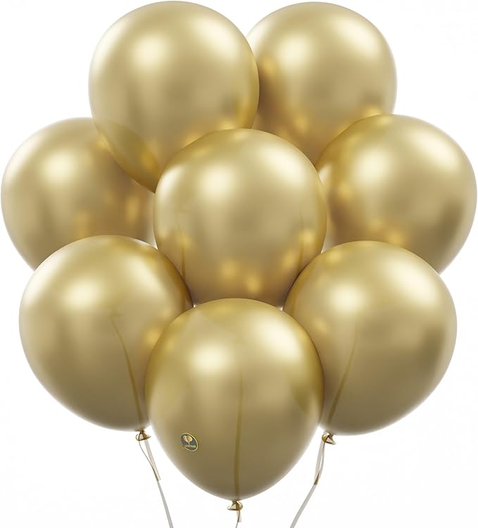 AFTERLOON® Biodegradable Balloons 24 pcs Gold 12 Inch, Matte Color Thickened Extra Strong Latex Helium Float, Multicolor Colorful Bulk Color ballon baloon Globos Para Decoration De Fiestas Kids