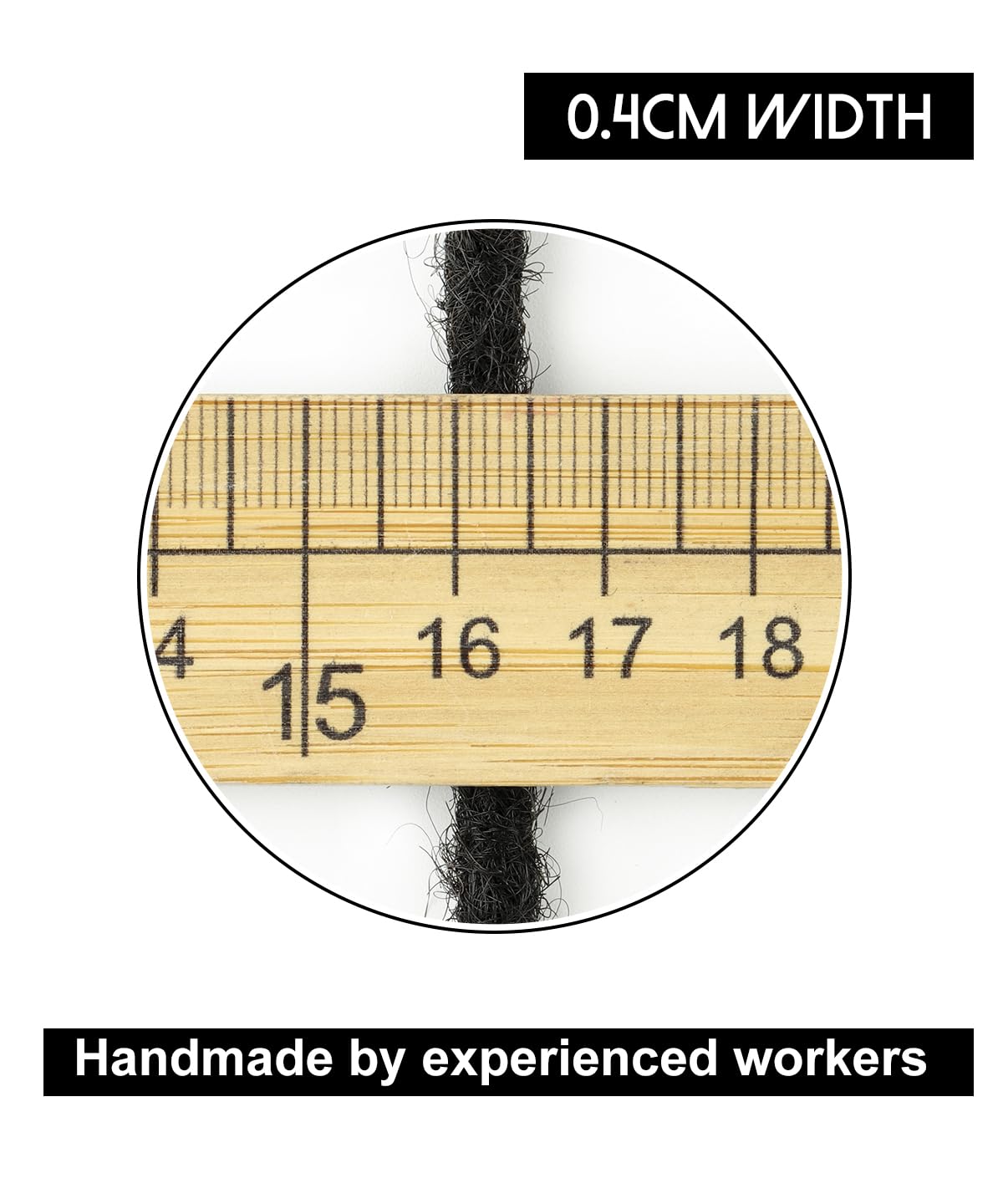 Cypsin 6inch 30 Strands 100% Human Hair Dreadlock Extensions 0.4cm Width Full Handmade Loc Extensions Human Hair for Men Women Kids Permanent Dread Extensions Can Be Dyed Bleached Curled Natural Black