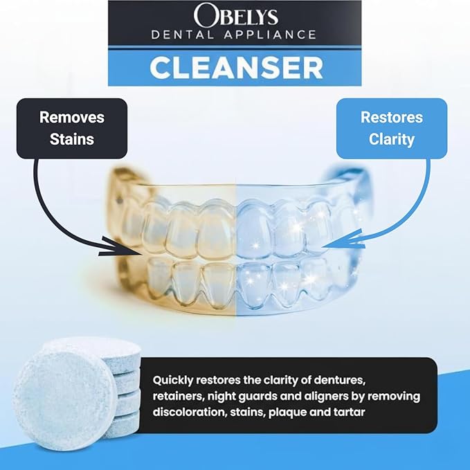 Dental Appliance Cleanser Tablets - 120 Count Tablets - For Retainers, Aligners, Dentures, Mouthguards, Night Guards, Sleep Apnea Devices, and Other Oral Appliances - Freshens and Cleans Daily