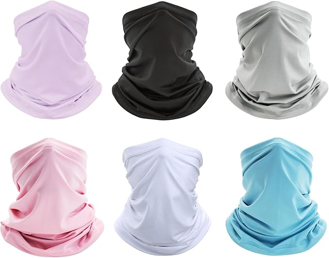 6 Pack Neck Gaiter Bandana Face Mask: Cooling Gator Mask Face Cover Neck Scarf Balaclava