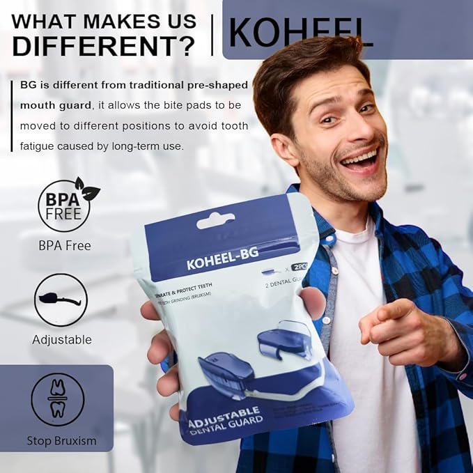 KOHEEL Mouth Guard for Teeth Grinding, Adjustable Dental Guard to Stop Bruxism, Night Guard, 2 Count (Medium)