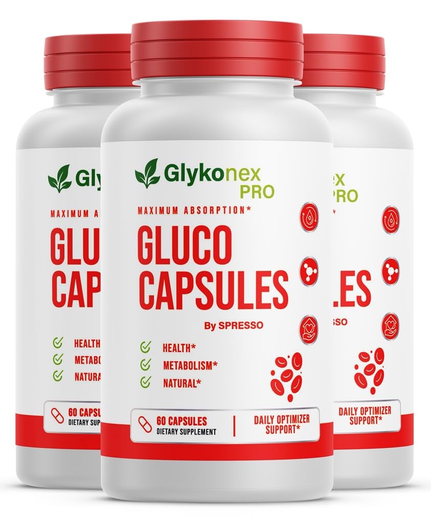 (3 Pack) Glykonex Pro, Official Glykonex Gluco for Wellness (180 Capsules)