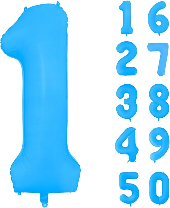 Fluorescent Blue Number Balloon 40 inch Giant Foil Helium Balloons Blue Number 1 Balloon for 1st Birthday Party Decorations