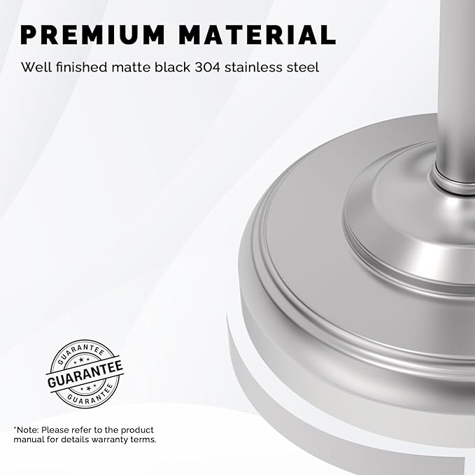 Toilet Paper Holder Stand, Brushed Nickel Toilet Paper Holder Free Standing, Post Pivoting Design & Stable Weighted Base SUS304 Stainless Steel for Bathroom(Mega Roll)