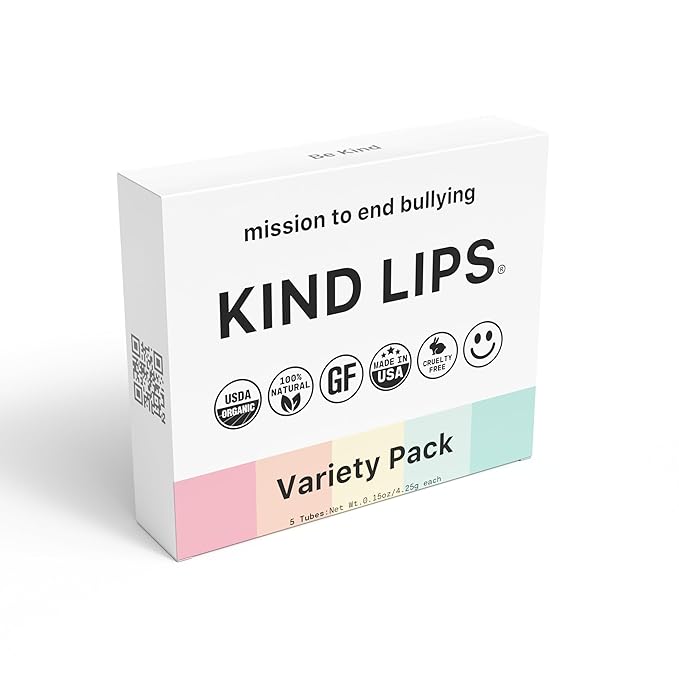 Kind Lips Variety Lip Balm 3-Pack - USDA Organic, Sweet Mint, Georgia Peach, Vanilla Lemon | Gluten-Free, Cruelty-Free