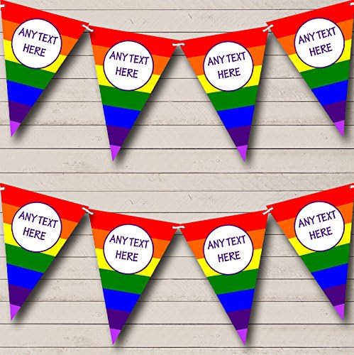 Rainbow Stripes Bright Gay Pride Personalized Birthday Party Bunting - Hanging Party Decoration - Birthday Party Banner Garland | Decorative Party Supplies