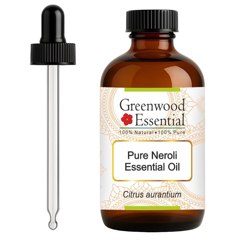 Greenwood Essential Neroli Essential Oil (Citrus aurantium) with Glass Dropper | Pure | Non-Sticky | Non-Greasy | Lightweight | Men & Women | All Skin Types | Steam Distilled 120ml (4 oz)
