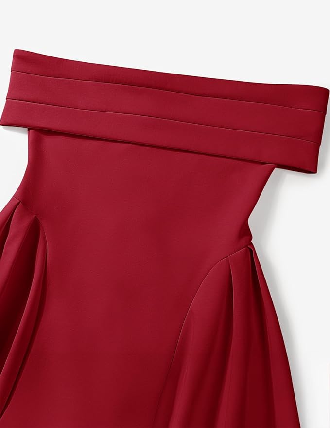 ZESICA Summer 2026 Cocktail Dresses for Women's Off Shoulder Short Sleeve Swing A Line Wedding Evening Party Midi Dress