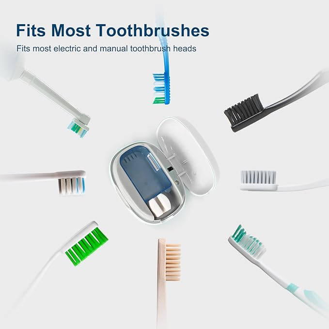 Toothbrush Holder, Toothbrush Cleaner Case, Portable USB Charging Toothbrush Cover with U V-C Light, Travel Toothbrush Holder