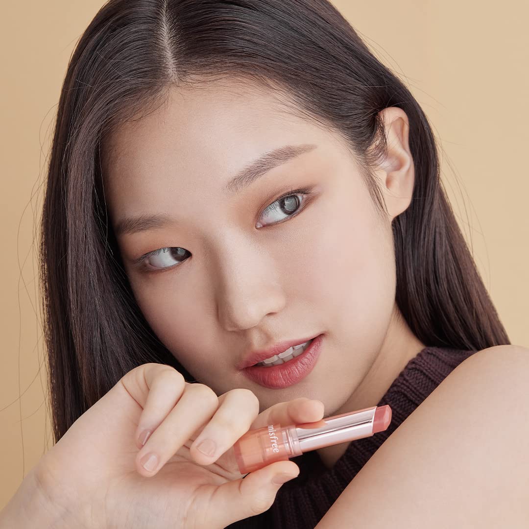 innisfree Dewy Tint Lip Balm: #3 Love Beige, Natural Glossy Finish, Infused with Jeju Camelia Seed Oil, Ceramide, and Hyaluronic Acid