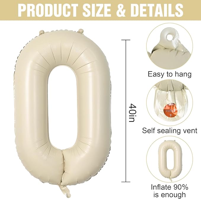 Cream O Letter Balloons,40 Inch Letter O Balloon Beige,Helium Custom Letter Balloon for Birthday Anniversary Party Decorations