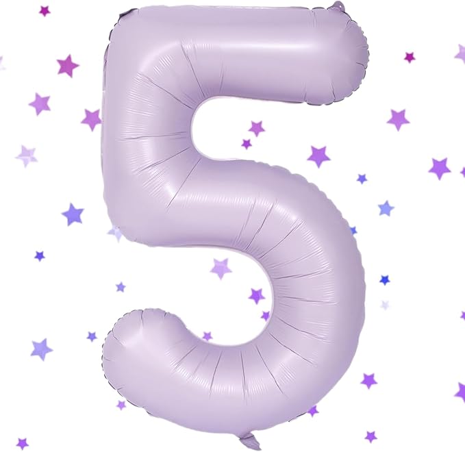 40 Inch Purple Number Balloons Light Purple 5 Balloon Matte Purple Birthday Balloons 0-9 Birthday Wedding Party digital Decorations (Number 5)