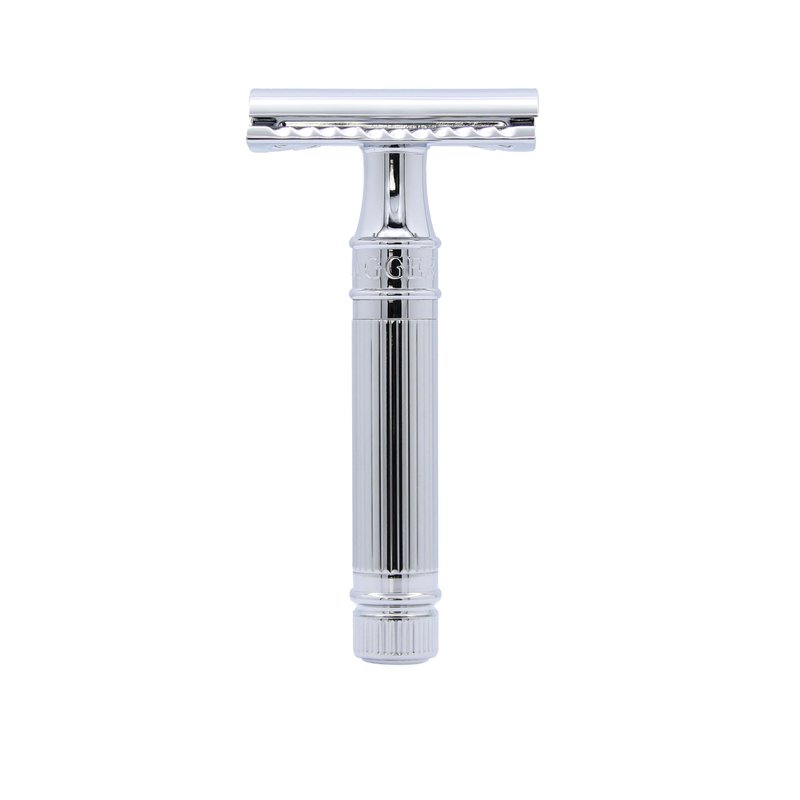 Edwin Jagger DES89LBLAMZ Classic Long Handled Double Edge Manual Eco-Friendly and Reusable Safety Razor for Men and Women for Shaving cream or Soap Fits All DE Razor Blades (Lined)