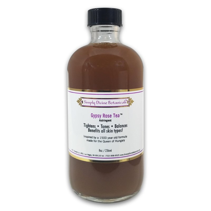 Simply Divine Botanicals Gypsy Rose Tea Astringent - Natural and Organic Toner to Tighten, Tone and Balance for All Skin Types, 8 oz