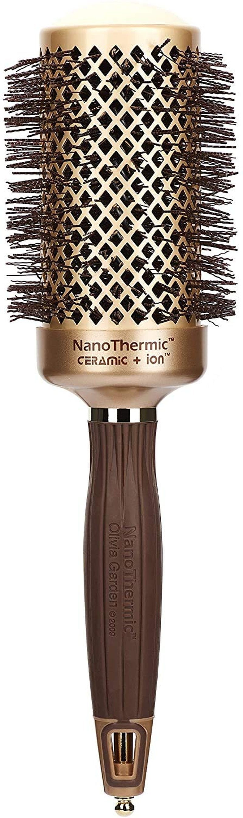Olivia Garden NanoThermic Ceramic + Ion Round Thermal Hair Brush - Not Electrical - Professional Blowout Brush for Normal to Thick Hair, NT-54 2 1/8"