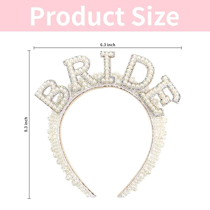 Casoty Pearl Bride Headband Material, One Size Fit All, Wide Applications, Women's Hairband, Bridal Shower, Wedding, Engagement Parties Gift