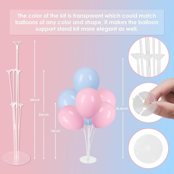 6 Sets Balloon Stand Kits, Balloon Sticks with Base for Table Centerpieces Graduation Birthday Baby Shower Gender Reveal Party Decorations