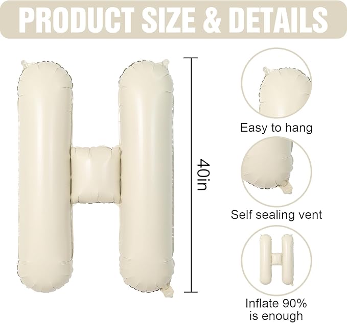 Cream HOME Balloons,40 Inch Welcome HOME Letter Balloon Beige for Housewarming Homecoming Party Decorations