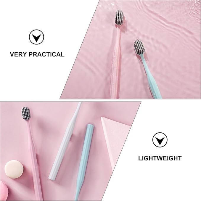 VILLCASE Soft-Bristle Toothbrush Set 3pcs, Ultra-fine Spiral Bristles, Manual Toothbrush for Adults, Personal Oral Care for Daily Use