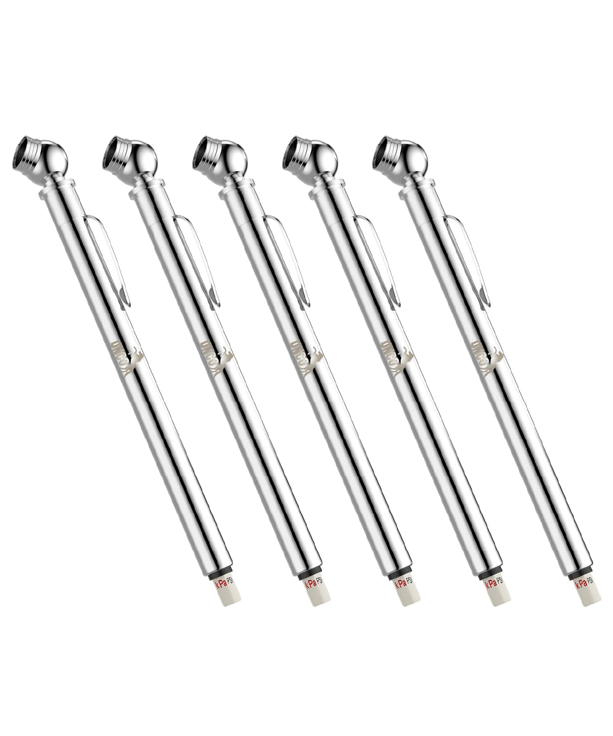 UNCO- Pencil Tire Pressure Gauge, 5 Pack, 10-75 PSI, Pencil Air Pressure Gauge for Tires