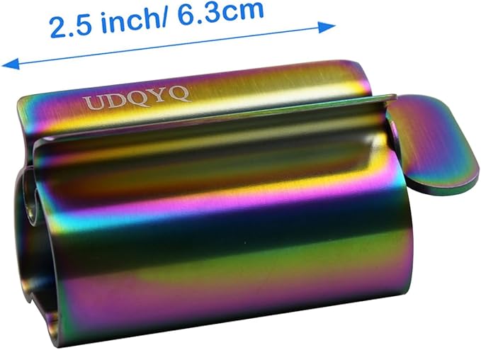 Toothpaste Squeezer - Metal Tube Squeezer Stainless Steel Tube Wringer UDQYQ Toothpaste seat Holder Stand (Iridescent)