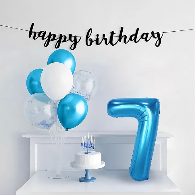 40 Inch Blue Number Balloons, Helium Mylar Foil Number Balloons for Birthdays, Number 7 Balloon for Party Wedding Birthday Bridal Shower Graduation Anniversary Celebration Party Decorations Supplies