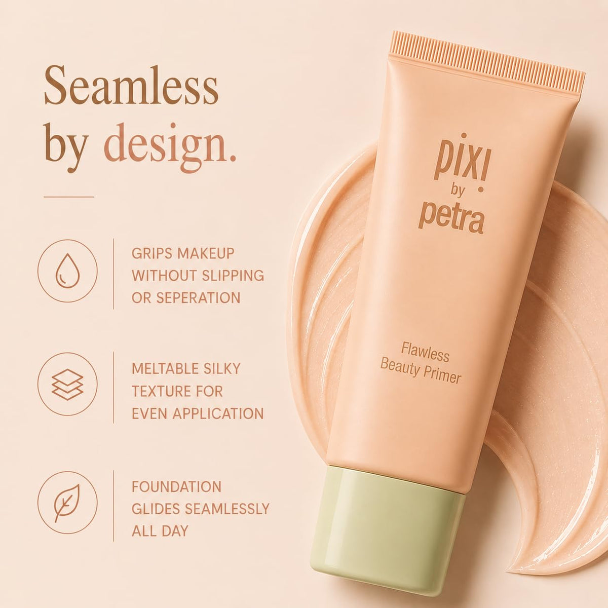 Pixi Beauty Flawless Beauty Primer, Hydrating Glow Face Primer with Vitamin A C and E, Smoothing Makeup Base for a Radiant Lit-From-Within Finish, All Skin Types, 1 fl oz / 30 ml