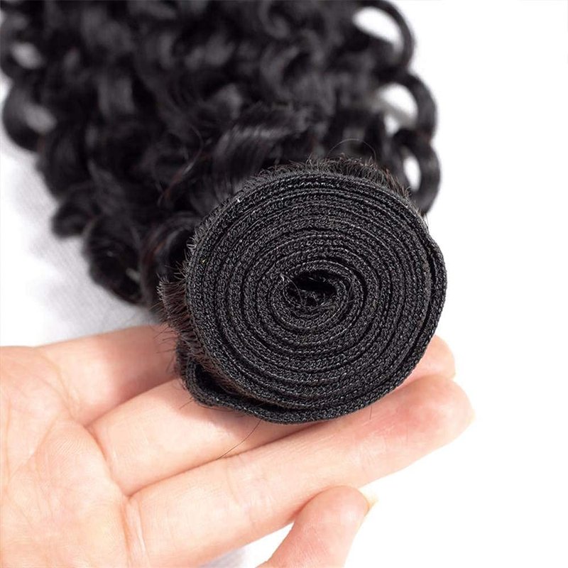 Ladiaryf Kinky Curly Human Hair Bundles Thick Brazilian Virgin Curly Weave Bundles Human Hair 100% Unprocessed Double Weft Natural Black Color Can Be Dyed 100g 14 Inch