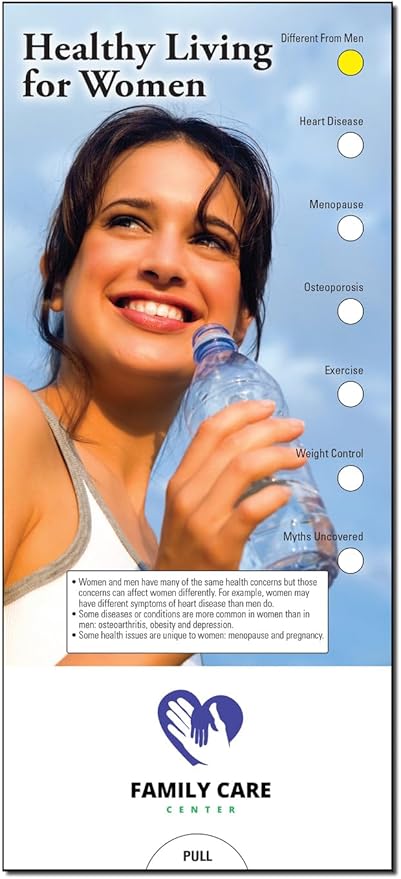 ZOCO - Healthy Living for Women Slide Chart - Custom Promotional Item (Pack of 250) - Menopause, Pregnancy, Osteoporosis, Weight Control Guide - Doctor’s Office, Clinics Handout - 3.75 x 8.5 in.