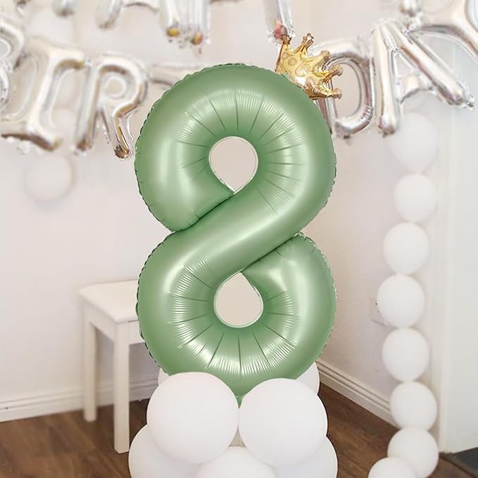 40 Inch Green Number Balloon 5 Olive Green Foil Balloon Sage Green 5 Balloons Mylar Helium Balloon for Birthday Party Decorations Girls Boys Baby Shower Wedding Anniversary Decoration (Number 5)