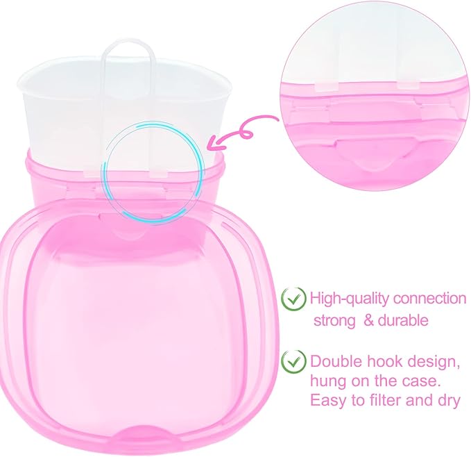 Denture Bath Case Denture Soaking Cup with Brush, Denture Holder Case Retainer Cleaning Case False Teeth Storage Box for Travel and Daily Use