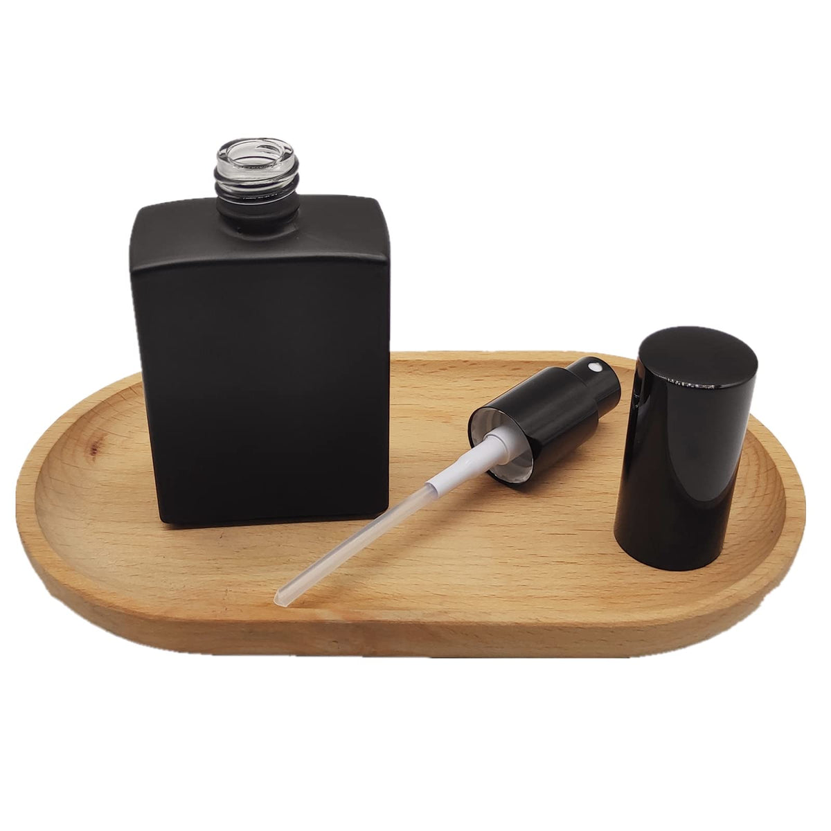 PimyRcyi 8PCS Square Glass Spray bottle,1.7oz Small Refillable Container with Fine Mist sprayer,Perfume bottle (50ml, Matte Black)