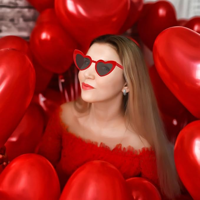 3PCS Valentine's Day Glassess for Women, Red & Pink Heart Shaped Sunglasses for Galentine's Day, Bid Day, Bachelorette Party & Daily Stylish Looks