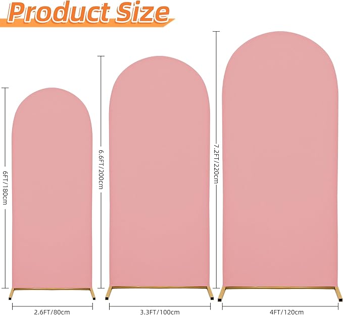 Arch Covers,Arch Backdrop Stand Fitted Cover for Wedding Birthday Party Ceremony Banquet Decoration(7.2FT,Light Pink,Cover Only)