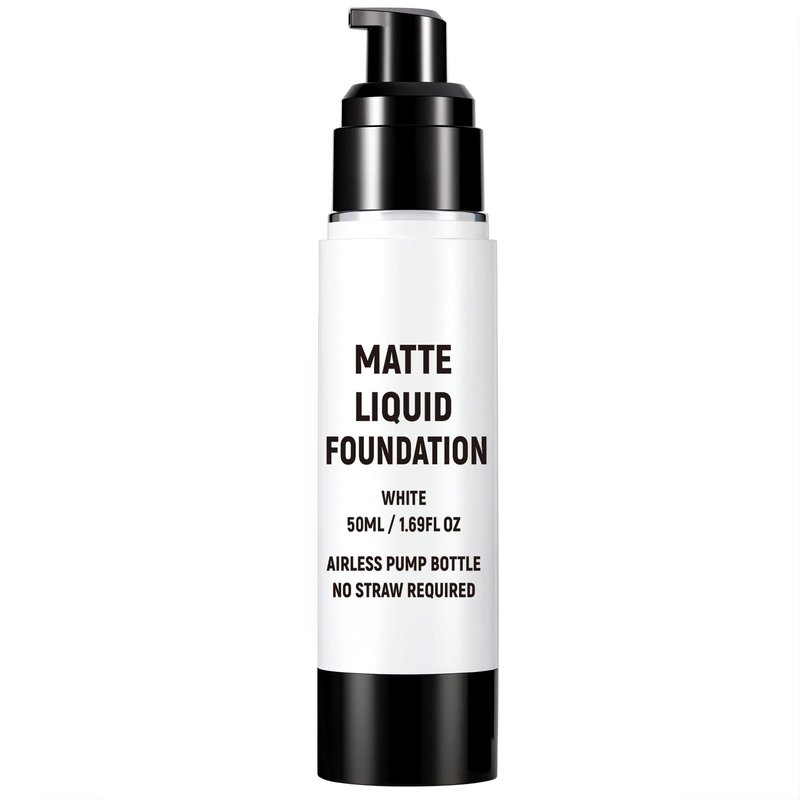 CCbeauty Clown White Liquid Makeup Foundation, White Face Painting Kit, Flawless & Full Coverage Demi Matte Finish, Professional Body Paint For Halloween Party, Skeleton, Joker, Mime, Goth Makeup